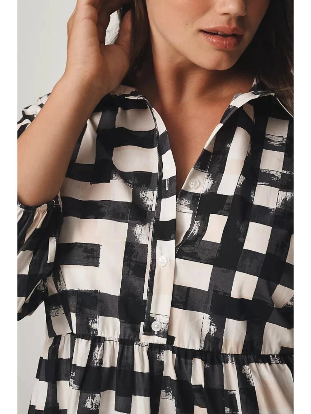 NWT Anthropologie Maeve Bettina in Carbon Plaid Cotton Shirt Dress XS - Picture 3 of 6